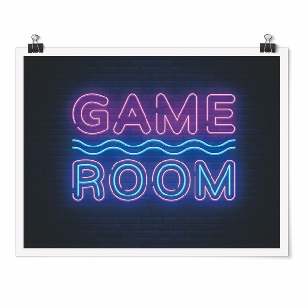 Poster - Neon Schrift Game Room - Querformat 4:3