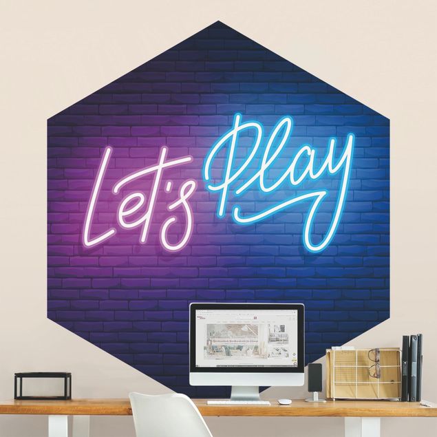 Gamer Tapete Neon Schrift Let's Play