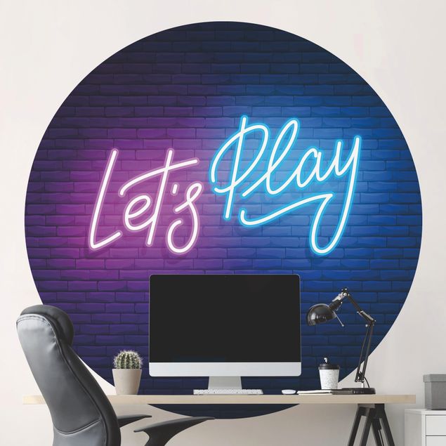 Wandtapete Design Neon Schrift Let's Play