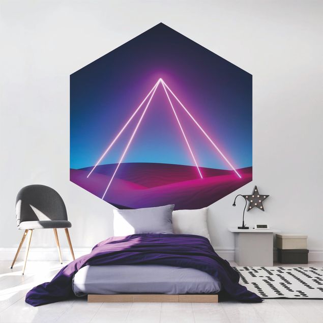 Design Tapete Neonlichtpyramide