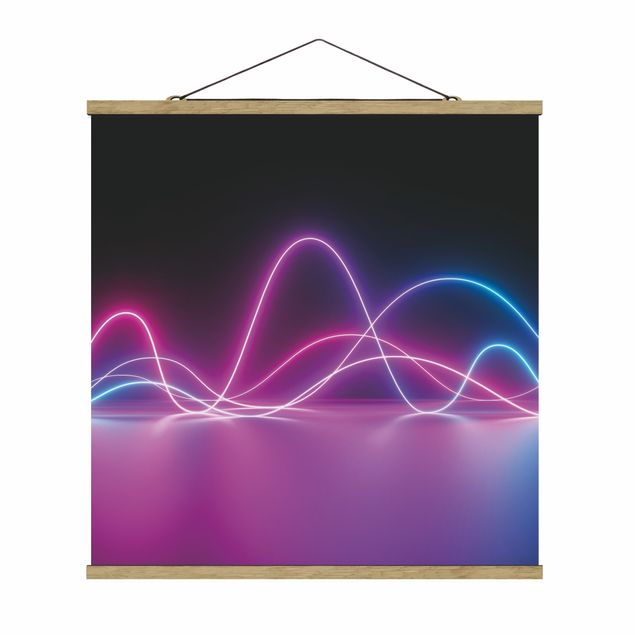 Stoffbild mit Posterleisten - Neonwellen - Quadrat 1:1