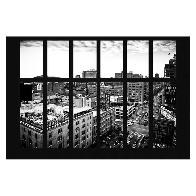 Fototapete Design New York Fensterblick schwarz-weiß