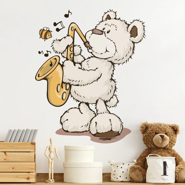 Wandtattoo Bär NICI - Classic Bear - Bär spielt Saxophon