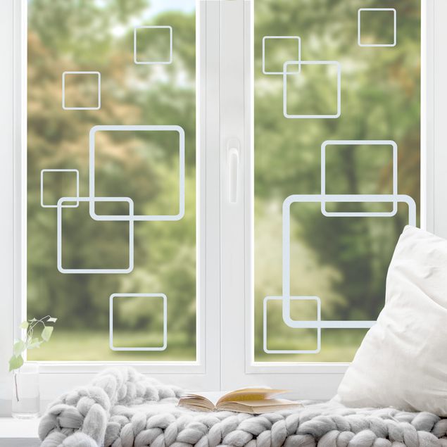 Fensterfolie Muster No.1183 Quadrate III 12er Set