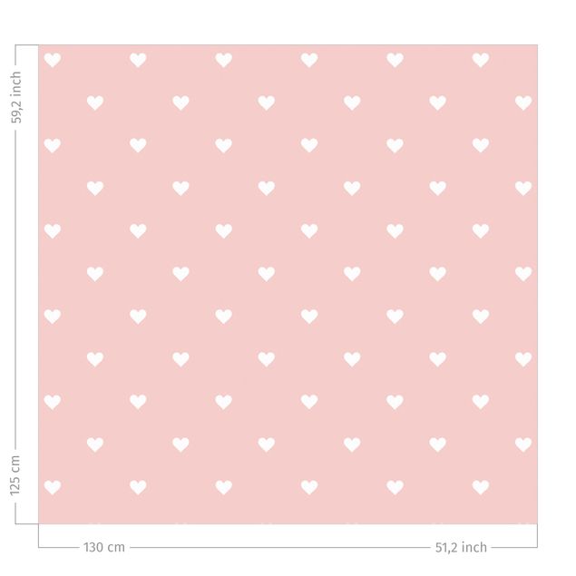 Vorhänge mit Muster No.YK59 Weiße Herzen auf Rosa