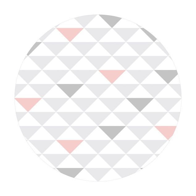 Runder Vinyl-Teppich - No.YK65 Dreiecke Grau Weiß Rosa