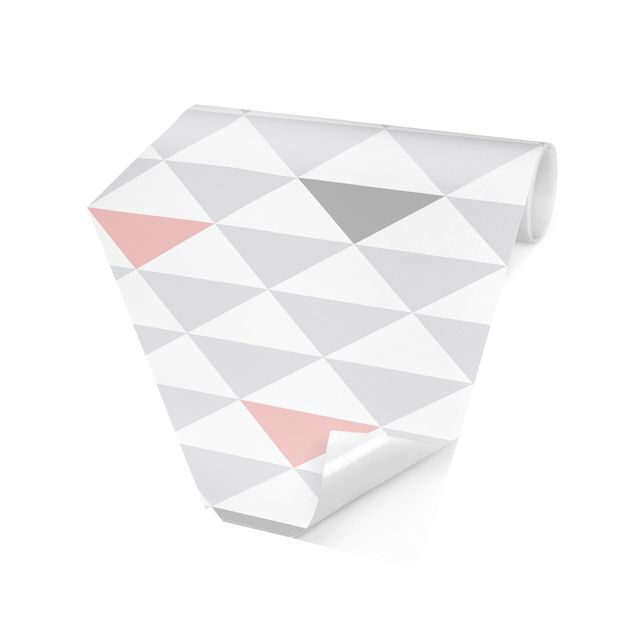 Hexagon Tapete No.YK65 Dreiecke Grau Weiß Rosa
