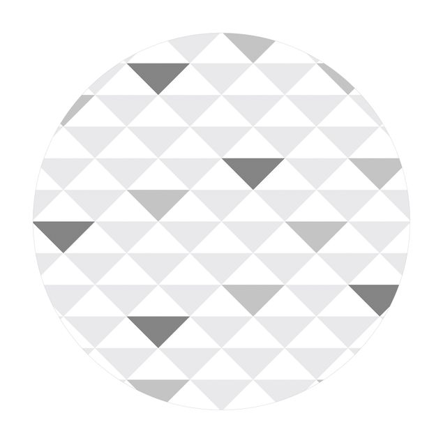 Runder Vinyl-Teppich - No.YK66 Dreiecke Grau Weiß Grau