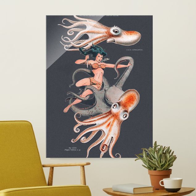 Wandbilder Tiere Nymphe mit Oktopussen