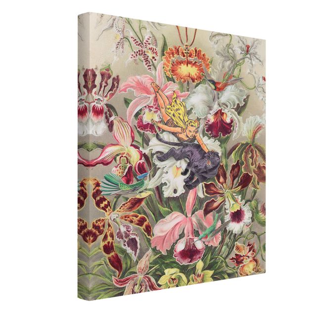 Leinwandbild Kunstdruck Nymphe mit Orchideen