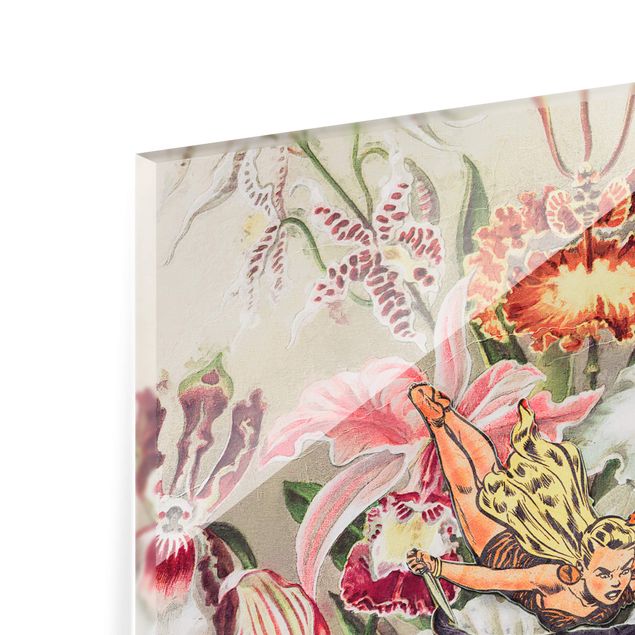 Glasbild - Nymphe mit Orchideen - Hochformat 3:4