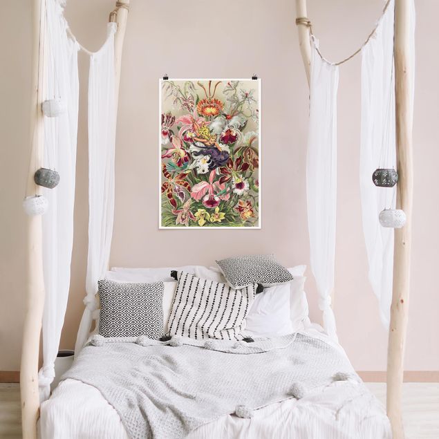 Vintage Poster Nymphe mit Orchideen