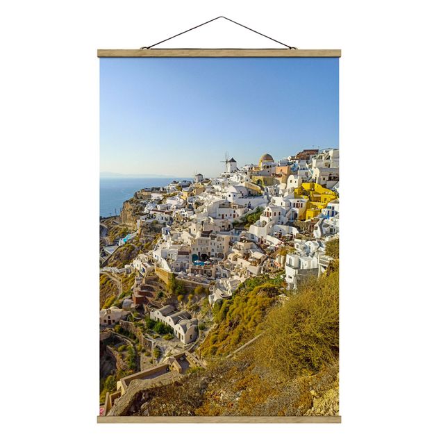 Stoffbild mit Posterleisten - Oia auf Santorini - Hochformat 2:3