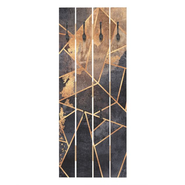 Wandgarderobe Holzpalette - Onyx mit Gold