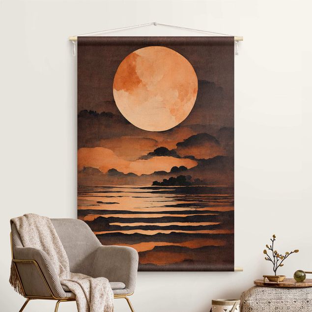 Wandbehang modern Oranger Mond