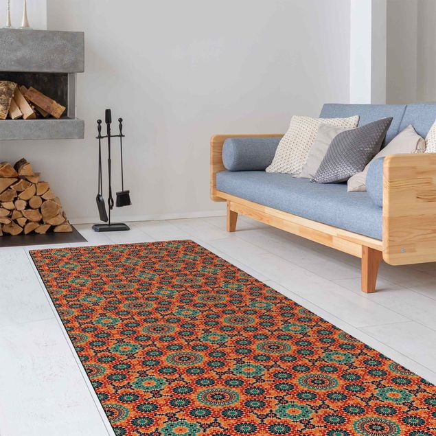 Moderne Teppiche Orientalisches Muster mit bunten Blumen