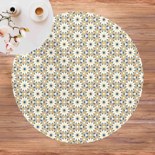 Outdoor Teppich Orientalisches Muster mit gelben Sternen