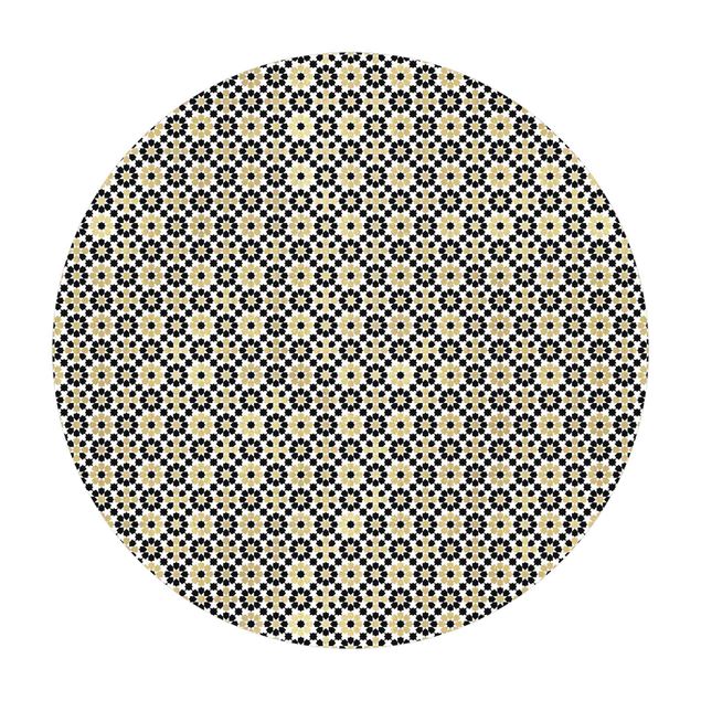 Teppich schwarz Orientalisches Muster mit goldenen Blüten