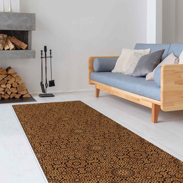 Teppich Fliesenoptik Orientalisches Muster mit goldenen Sternen