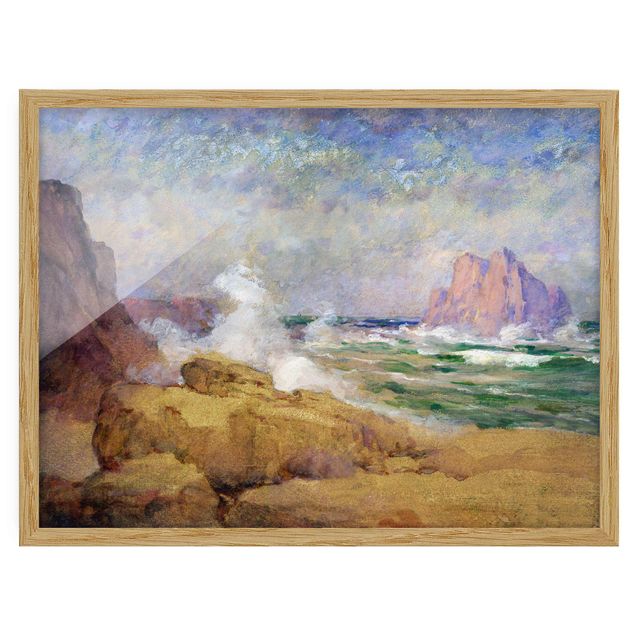 Bild mit Rahmen - Ozean an der Bucht Malerei - Querformat