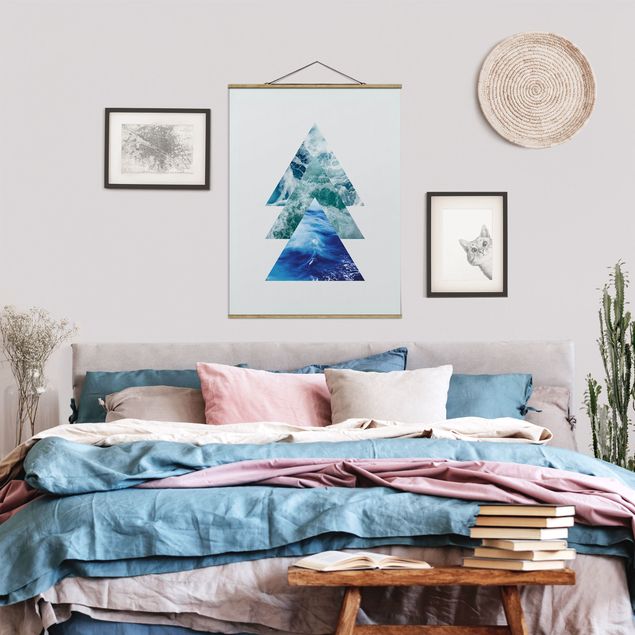 Stoffbilder mit Holzleisten Ozean Dreiecke