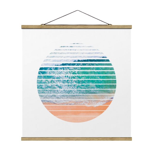 Stoffbild mit Posterleisten - Ozean im Kreis - Quadrat 1:1