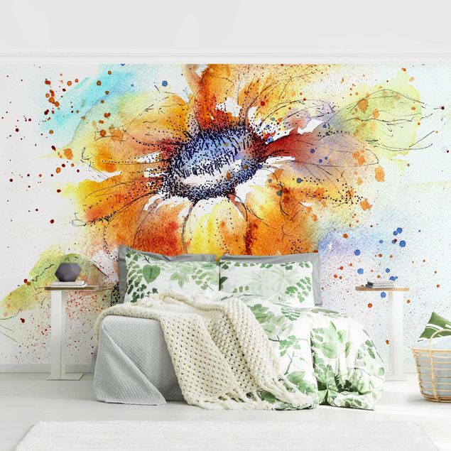 Fototapete Blumen Aquarell Painted Sunflower