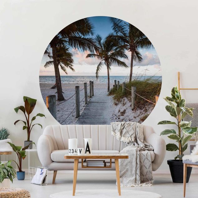 Fototapete Natur Palmen am Steg zum Meer
