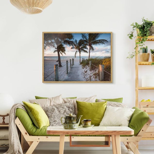 Wandbilder Palmen am Steg zum Meer