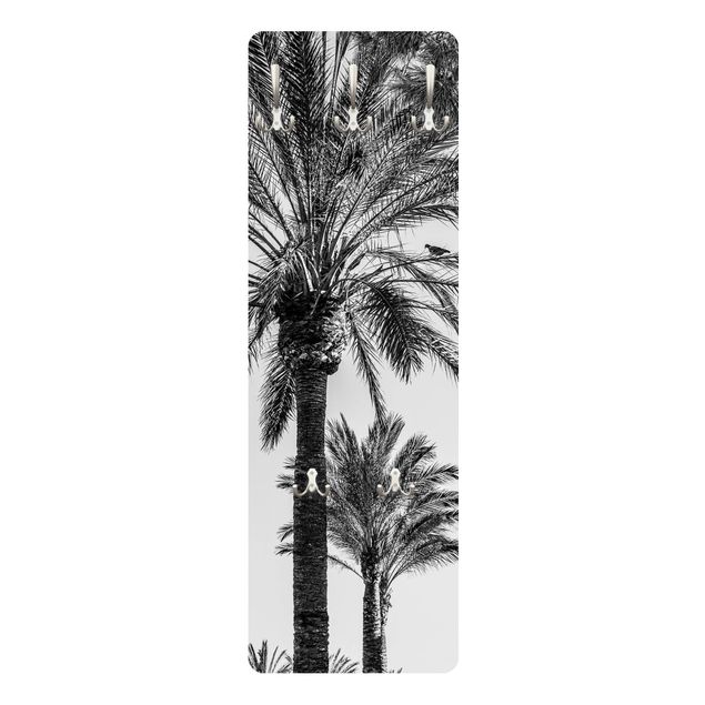 Garderobe - Palmen im Sonnenuntergang Schwarz-Weiß