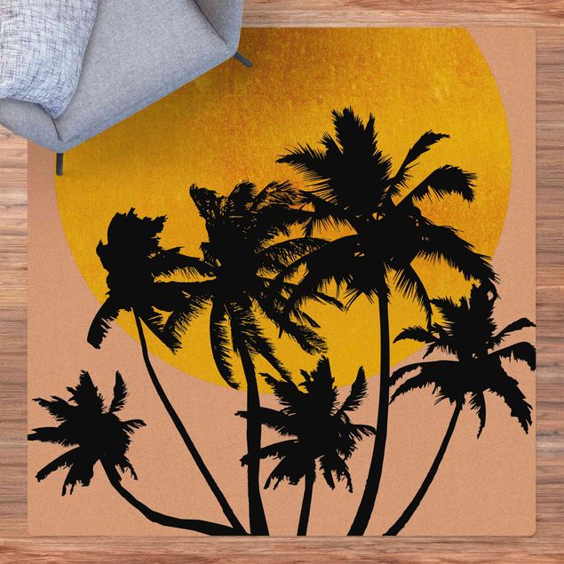 Teppiche Palmen vor goldener Sonne