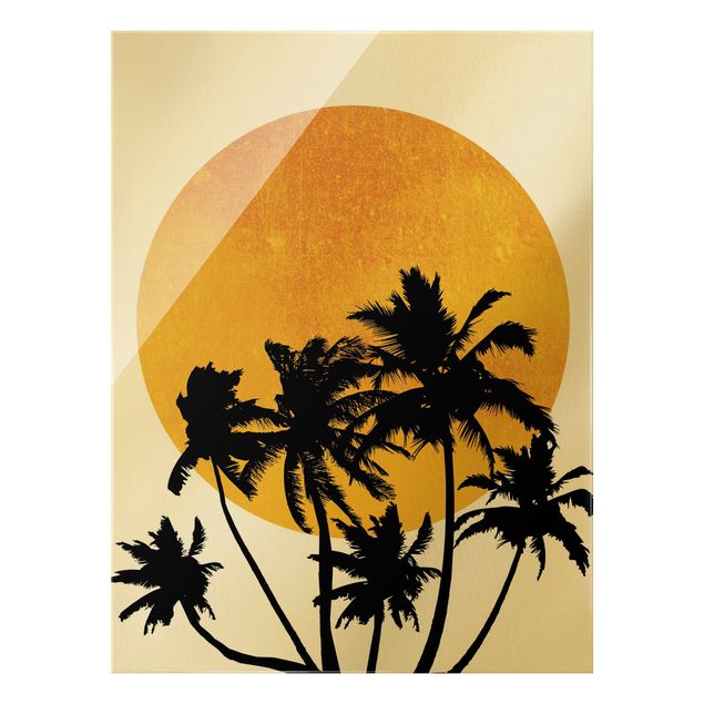 Schöne Wandbilder Palmen vor goldener Sonne