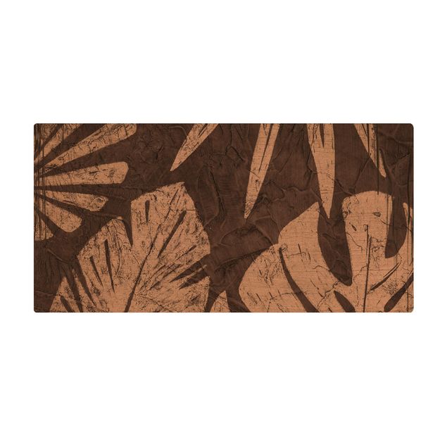 Teppich Esszimmer Palmenblätter vor Dunkelgrau