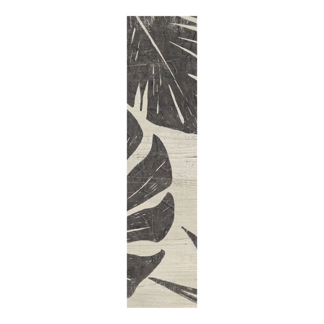 Schiebegardinen Schiene 3-läufig Palmenblätter vor Hellgrau