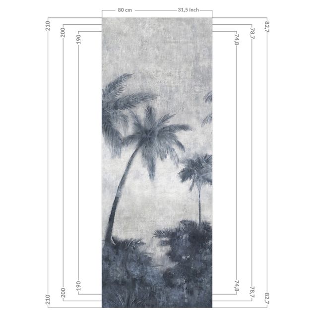 Duschrückwand - Palmenkette in blau