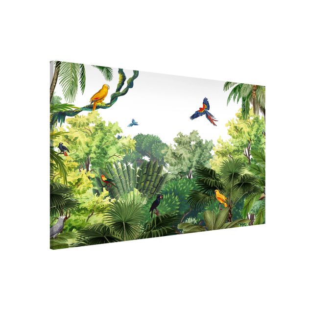 Wandbilder Tiere Papageienparade im Dschungel