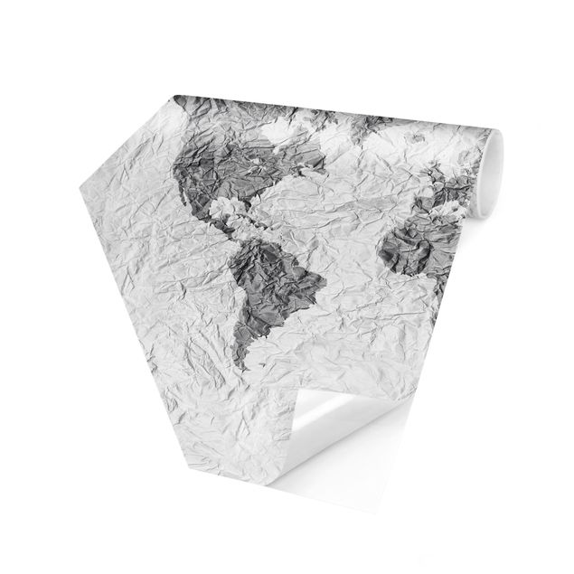Weiße Tapeten Papier Weltkarte Weiß Grau