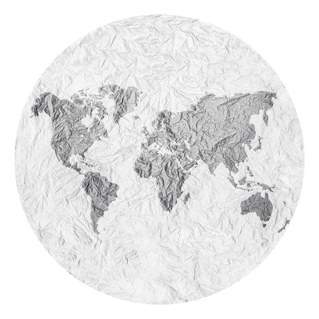 Tapete Weltkarte Papier Weltkarte Weiß Grau