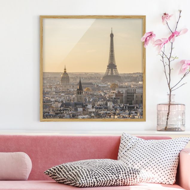 Vintage Bilder mit Rahmen Paris im Morgengrauen