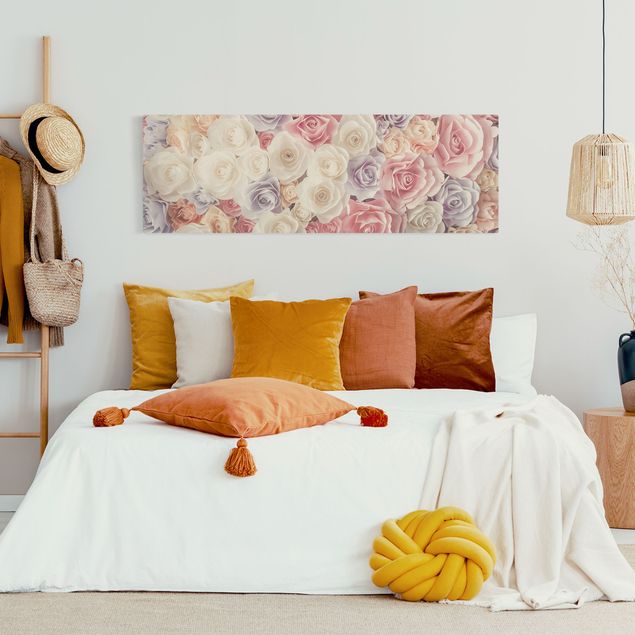 Leinwandbilder Wohnzimmer modern Pastell Paper Art Rosen