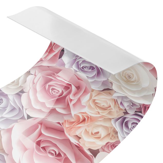 Spritzschutz Küche Pastell Paper Art Rosen