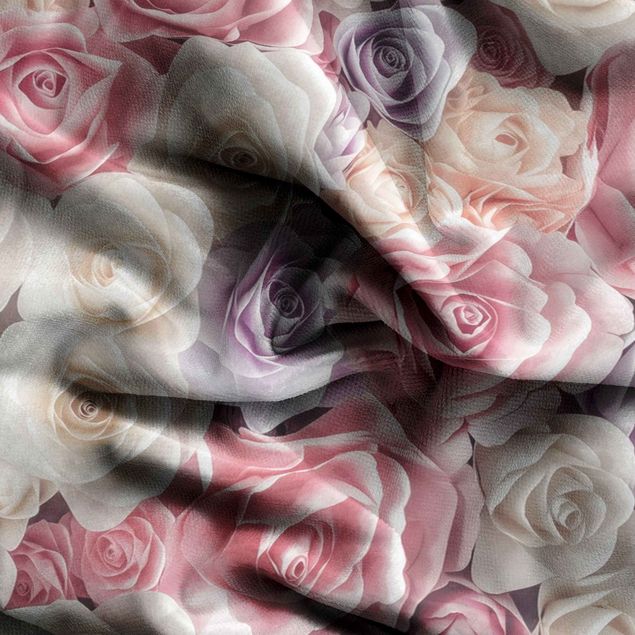 Fenstervorhänge Pastell Paper Art Rosen