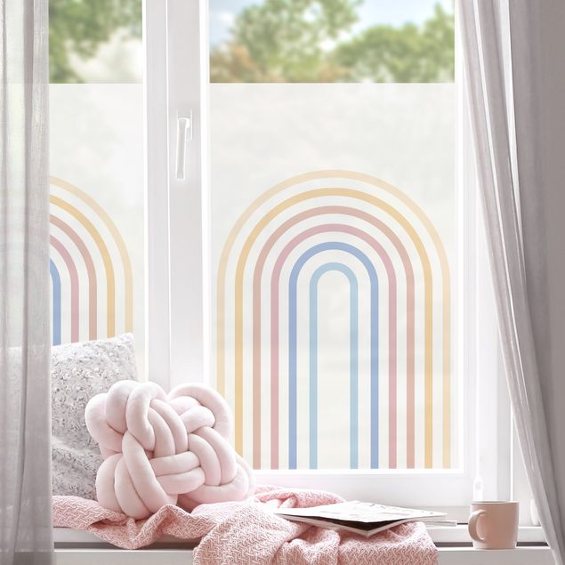 Fensterfolie Wohnzimmer Pastell Regenbogen