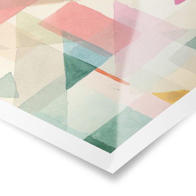 Poster - Pastellfarbene Dreiecke - Panorama 3:1