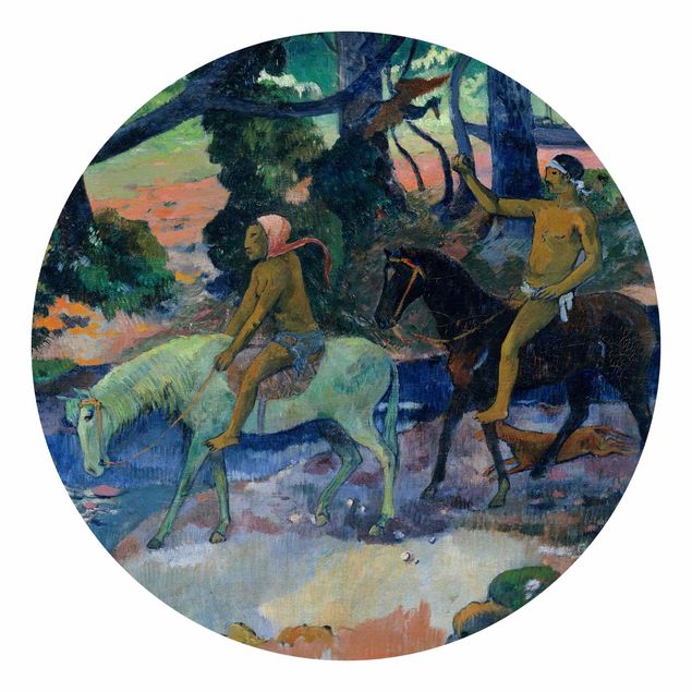 Runde Tapete selbstklebend - Paul Gauguin - Die Flucht