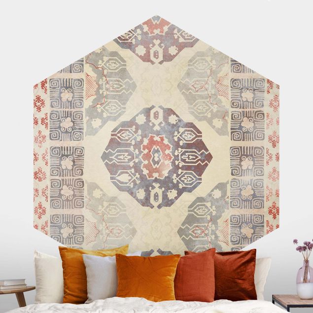 Retro Tapete Persisches Vintage Muster in Indigo