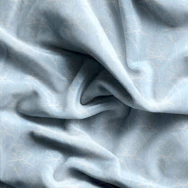 Vorhang Muster Pfingstrosen Muster - Himmelblau
