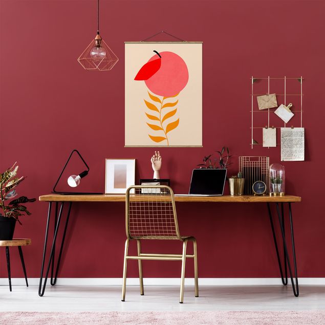 Stoffbilder mit Holzleisten Pfirsichpflanze in Rosa