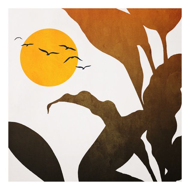 Wandbilder Pflanzenwelt mit gelber Sonne