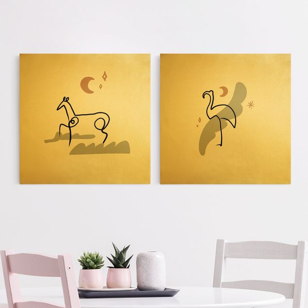 Leinwandbilder XXL Picasso Interpretation - Pferd und Flamingo